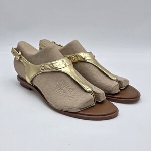 Michael Kors Womens MK Gold Plate Thong Sandals Gold Size 10 READ